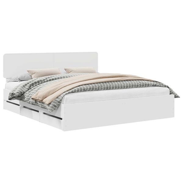 vidaXL S&auml;ngram med huvudgavel Vit 200 x 200 cm Konstruerat tr&auml;