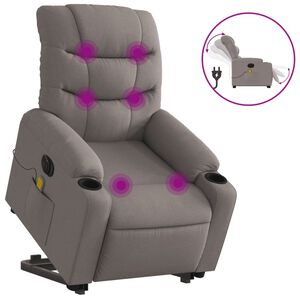 vidaXL Elektrisk massagef&aring;t&ouml;lj med uppresningshj&auml;lp taupe tyg