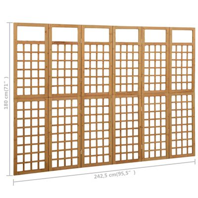 vidaXL Rumsavdelare/Spaljé 6 paneler massiv gran 242,5x180 cm