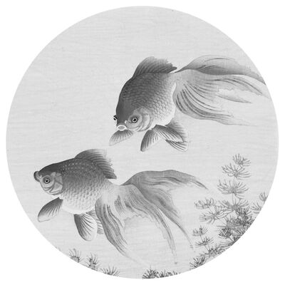 WallArt Tapet cirkelformad Two Goldfish 190 cm