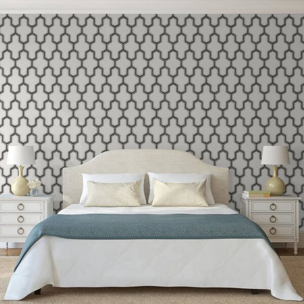 DUTCH WALLCOVERINGS Tapet Geometric vit och svart