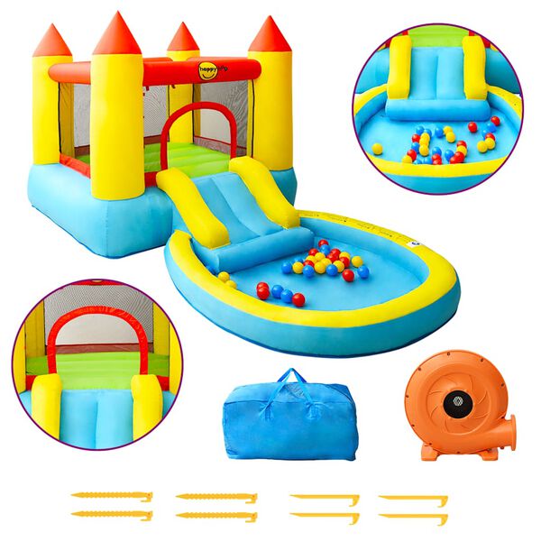 Happy Hop Uppblåsbar hoppborg med rutschkana 200x365x190 cm PVC