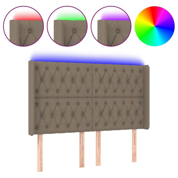 vidaXL S&auml;nggavel LED taupe 147x16x118/128 cm tyg