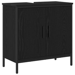 vidaXL Badrumssk&aring;p med handfat Svart Ek 60 x 30 x 60 cm