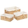 vidaXL F&ouml;rvaringskorgar 3 pcs Naturf&auml;rg 40 x 30 x 18 cm Vattenhyacint