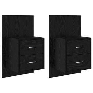 vidaXL V&auml;ggmonterad s&auml;nggavel 2 pcs Svart Ek 48,5 x 32,5 x 80 cm