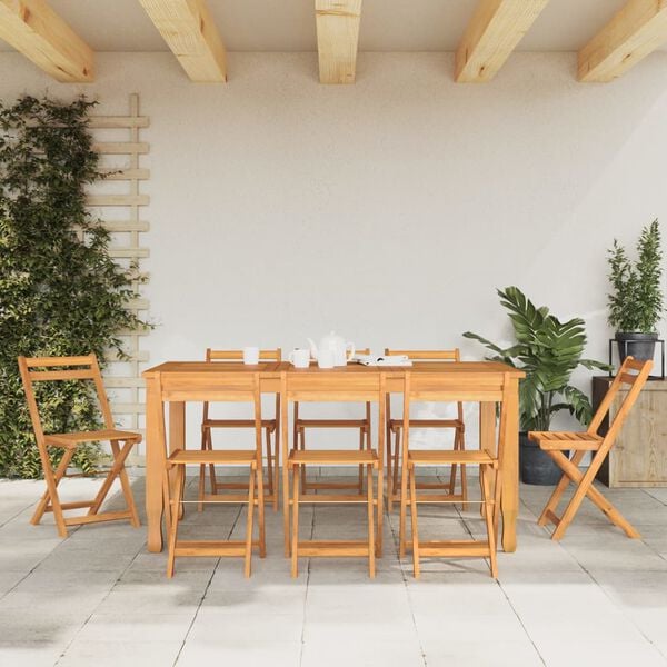 vidaXL Hopf&auml;llbara caf&eacute;stolar 8 st massiv teak