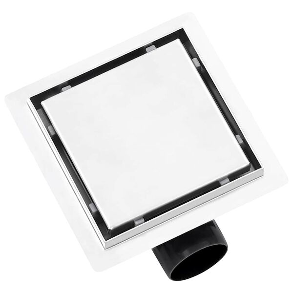 vidaXL Golvbrunn med 2-i-1 kakelinl&auml;gg 15x15 cm rostfritt st&aring;l