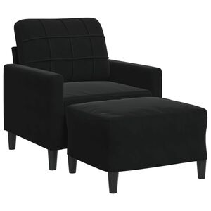 vidaXL F&aring;t&ouml;lj med fotpall svart 60 cm sammet