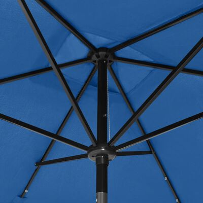 vidaXL Parasoll med LED och stålstång 2x3 m azurblå