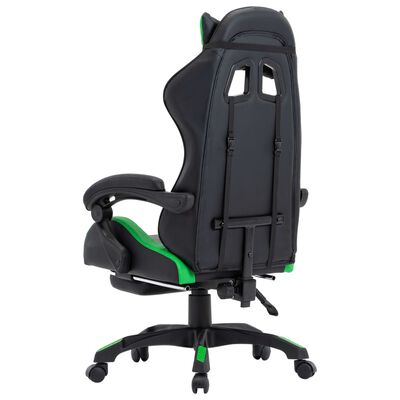 vidaXL Gamingstol med fotstöd grön och svart konstläder