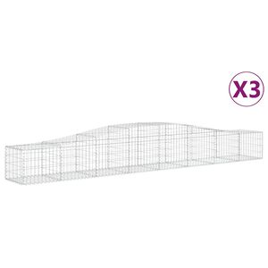 vidaXL Gabioner b&aring;gformade 3 st 400x50x40/60 cm galvaniserat j&auml;rn