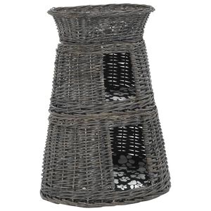 vidaXL Kattkorg 3 delar med dynor gr&aring; 47x34x60 cm naturlig pil