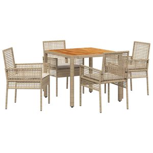 vidaXL Tr&auml;dg&aring;rdsm&ouml;belset 5 pcs Beige konstrotting