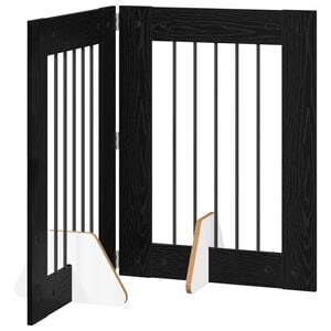 vidaXL F&auml;llbar hundgrind med stativ 2 st Svart ek 120,5 cm