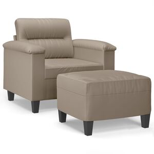 vidaXL F&aring;t&ouml;lj med fotpall Taupe 60 cm mikrofibertyg