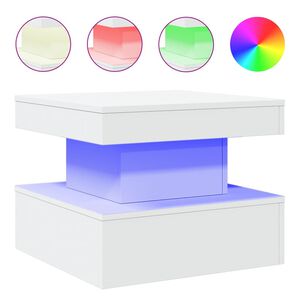 vidaXL Soffbord med LED vit 50x50x40 cm