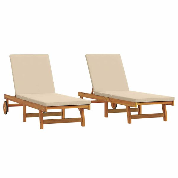 vidaXL Solstol Reclining 2 pcs Brun 63 x 199 x 85cm Massivt akaciaträ