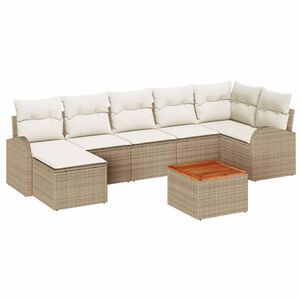 vidaXL Tr&auml;dg&aring;rdsoffset med kudde 8 pcs Beige konstrotting