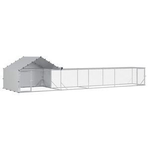 vidaXL Kylling Coop med tak och g&aring;rd 2 st Silver 7 x 2 x 1,5 m