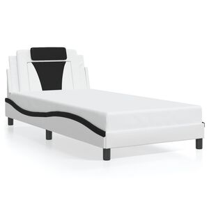 vidaXL Bed Frame "Viana" without Mattress White and Black 100x200 cm Faux Leather