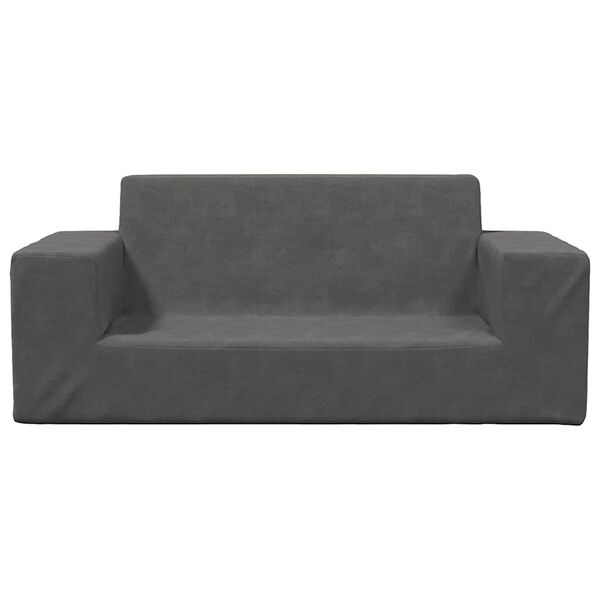 vidaXL Barnsoffa 2-sits antracit mjuk plysch