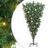vidaXL Upp-och-ned konstigt f&ouml;rbelyst julgran med bollset Gr&ouml;n 180 cm