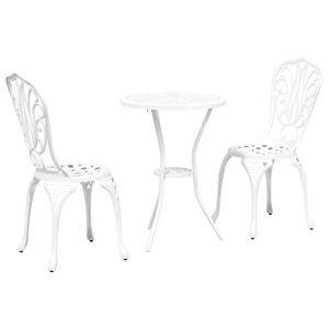 vidaXL Tr&auml;dg&aring;rds Bistro Set 3 st Vit Aluminium