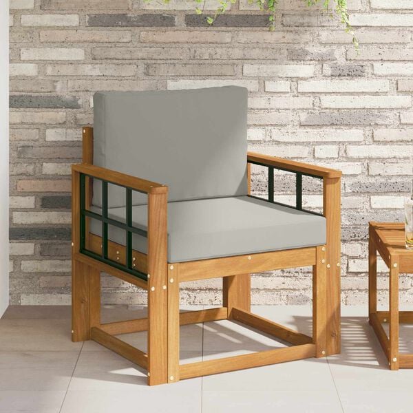 vidaXL Utomhussoffa Massivt akaciatr&auml; och polyester Naturlig