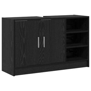 vidaXL Badrumssk&aring;p med hylla Svart Ek 90 x 29 x 55 cm Konstruerat tr&auml;
