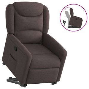 vidaXL Reclinerf&aring;t&ouml;lj med uppresningshj&auml;lp m&ouml;rkbrun tyg