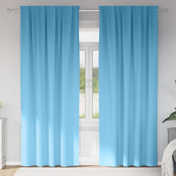 vidaXL M&ouml;rkl&auml;ggningsgardiner med Ringar 2 pcs Ljusbl&aring; 225 x 140 cm
