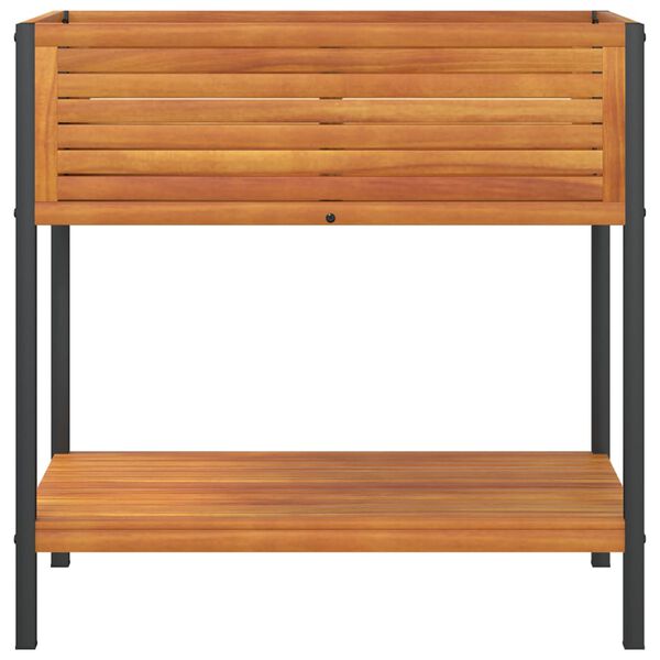 vidaXL Odlingsl&aring;da med hylla 80x45x80 cm massiv akacia och st&aring;l
