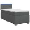 vidaXL Boxspring s&auml;ng med madrass och LED M&ouml;rkgr&aring; Enkel Tyg