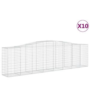 vidaXL Gabioner b&aring;gformade 10 st 400x50x100/120 cm galvaniserat j&auml;rn