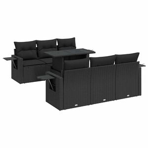 vidaXL Soffgrupp f&ouml;r tr&auml;dg&aring;rden med dynor 7 delar svart konstrotting
