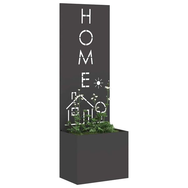 vidaXL Tr&auml;dg&aring;rds integritetssk&auml;rm Svart 50 x 140 cm Kallvalsat st&aring;l