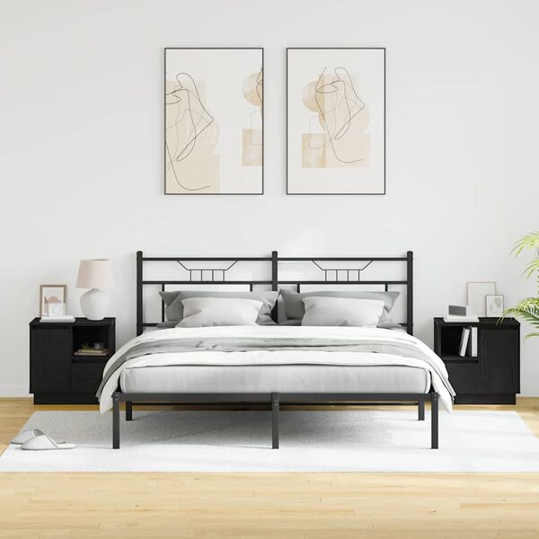 vidaXL Nattduksbord 2 pcs Svart Ek 50 x 34,5 x 50 cm Konstruerat tr&auml;