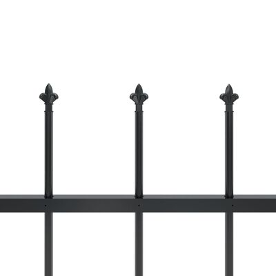 vidaXL Trädgårdsstaket med spjuttopp stål 10,2x1,5 m svart