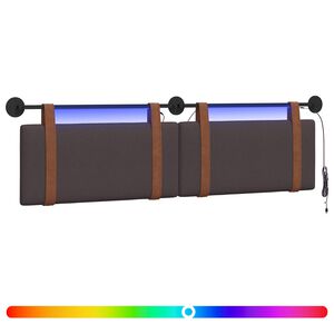 vidaXL H&auml;ngande s&auml;nggavel Med LED-lampa M&ouml;rkbrun Antik PU