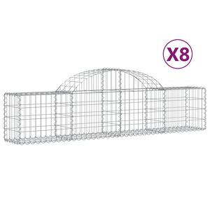 vidaXL Gabion b&aring;gformad 8 st 200x30x40/60 cm galvaniserat j&auml;rn