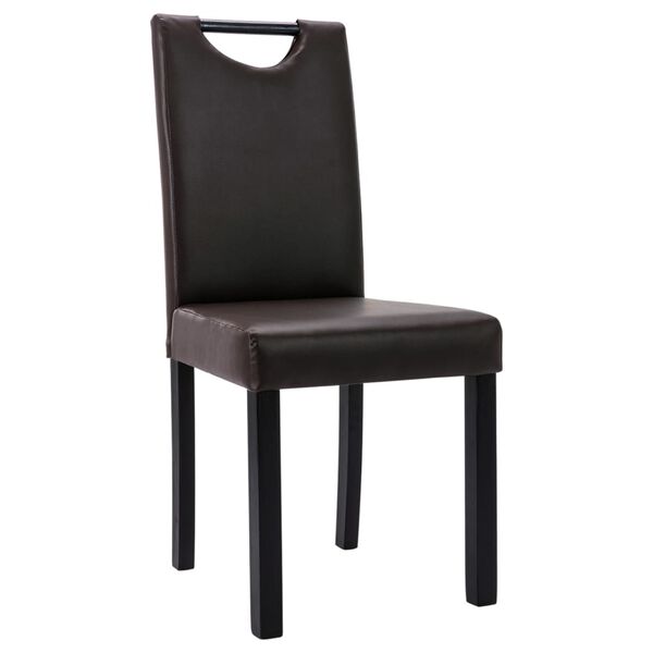 vidaXL Matstolar 4 st brun konstl&auml;der