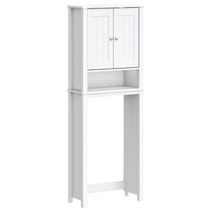 vidaXL F&ouml;rvaringssk&aring;p &ouml;ver toalett BERG vit 60x27x164,5 cm massivt tr&auml;