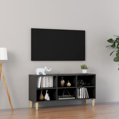 vidaXL TV-bänk med massiva ben grå 103,5x30x50 cm