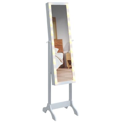 vidaXL Fristående spegel med LED vit 34x37x146 cm