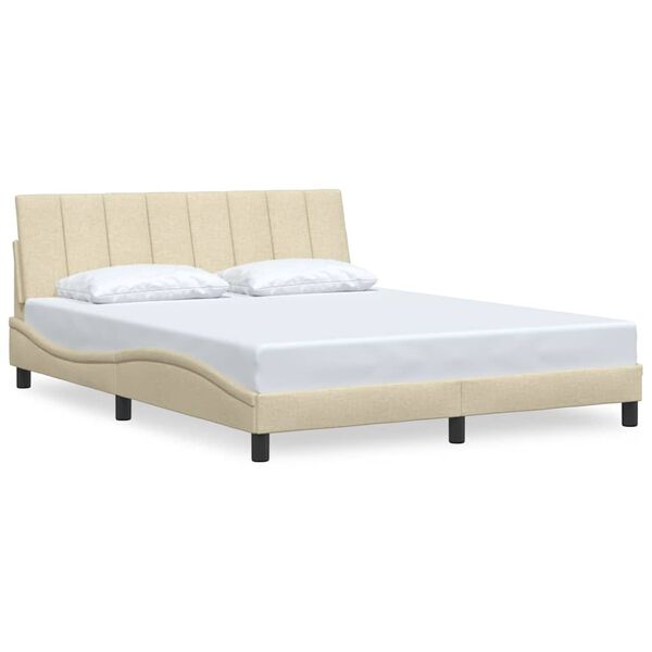 vidaXL Bed Frame without Mattress "Hanko" Cream 160x200 cm Fabric