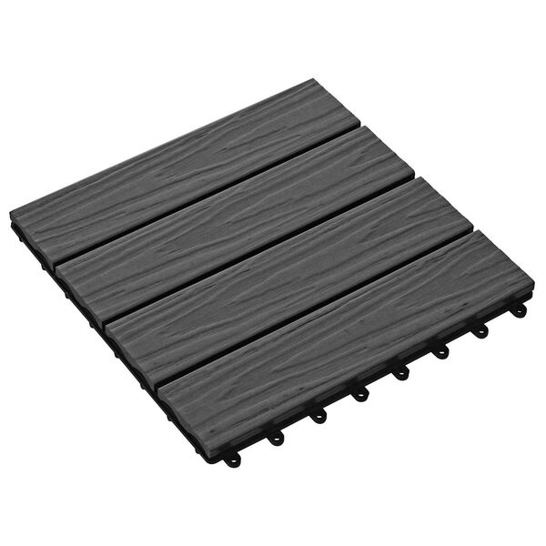 vidaXL Terrassplattor 3D-design 11 pcs Svart 30 x 30 cm WPC