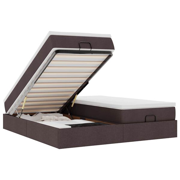 vidaXL Ottoman sängram med madrasser mörkbrun 180x200 cm tyg