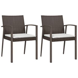 vidaXL Tr&auml;dg&aring;rdsstolar 2 st med dynor brun 56,5x57x83 cm konstrotting