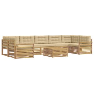 vidaXL Utomhussoffset 8 st Vit och Beige Massivt Akaciatr&auml;